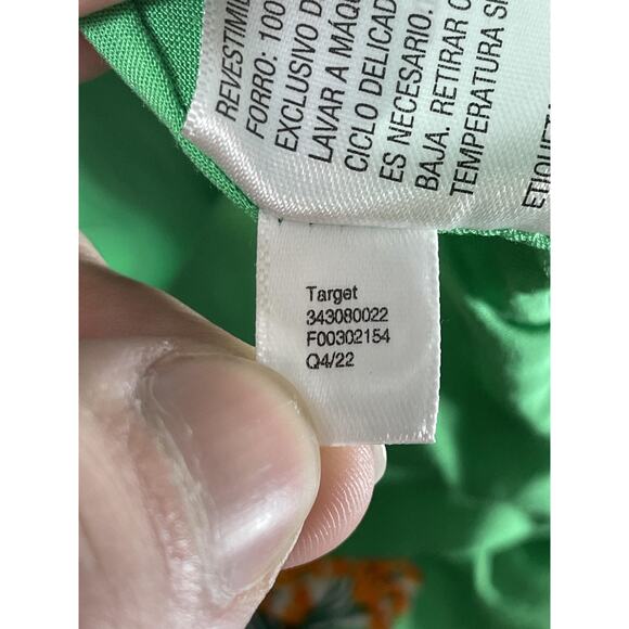 A New Day Dress Womens Small Green Floral Puff Sleeve Square Neck Smocked Lined - Picture 8 of 9